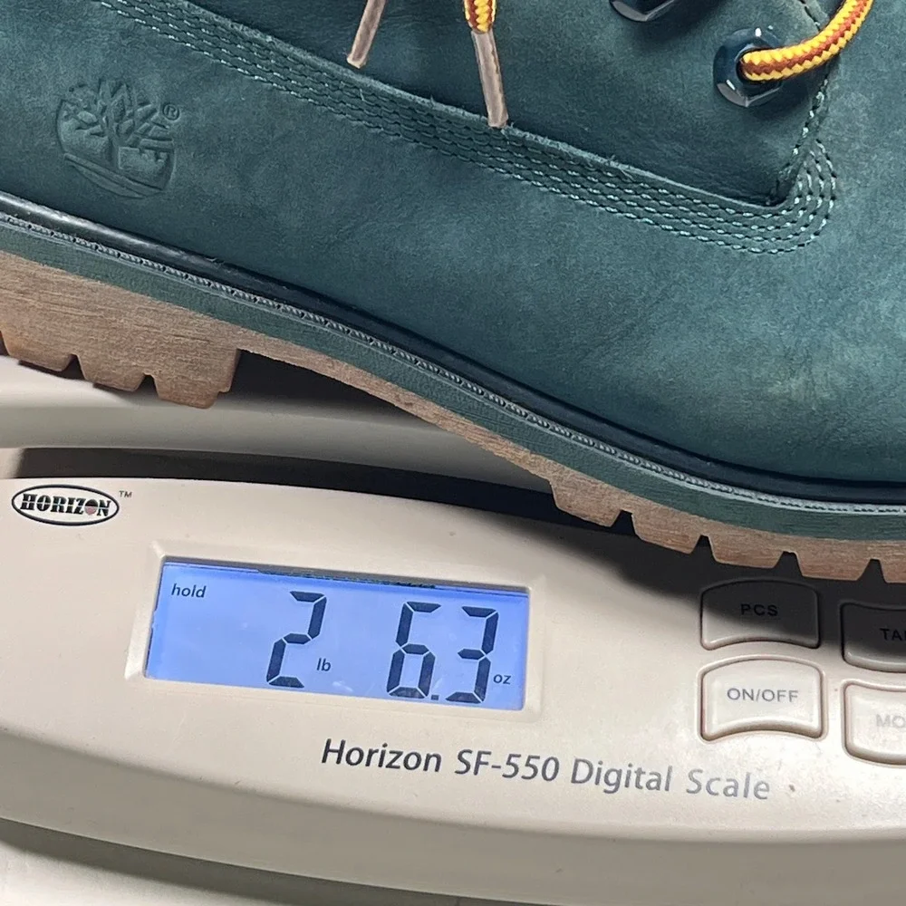Timberland 6 Inch Premium Boys Size 7 Teal Nubuck Waterproof Boots A1P6A Hiking